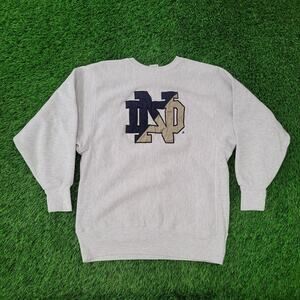 Vintage Champion Reverse Weave Notre-Dame Sweatshirt L/XL 22x27 Heavyweight